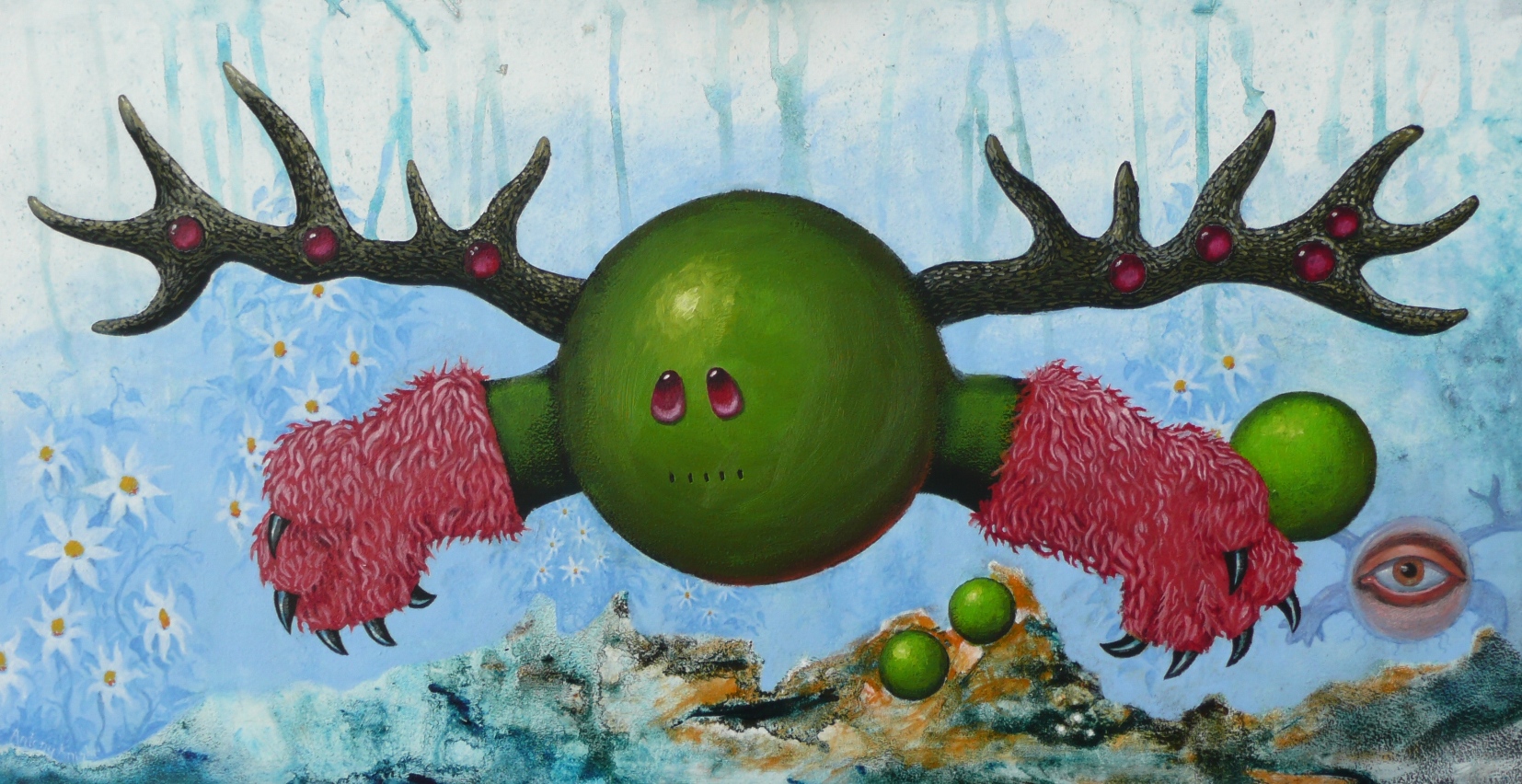 green elk acrylic painting