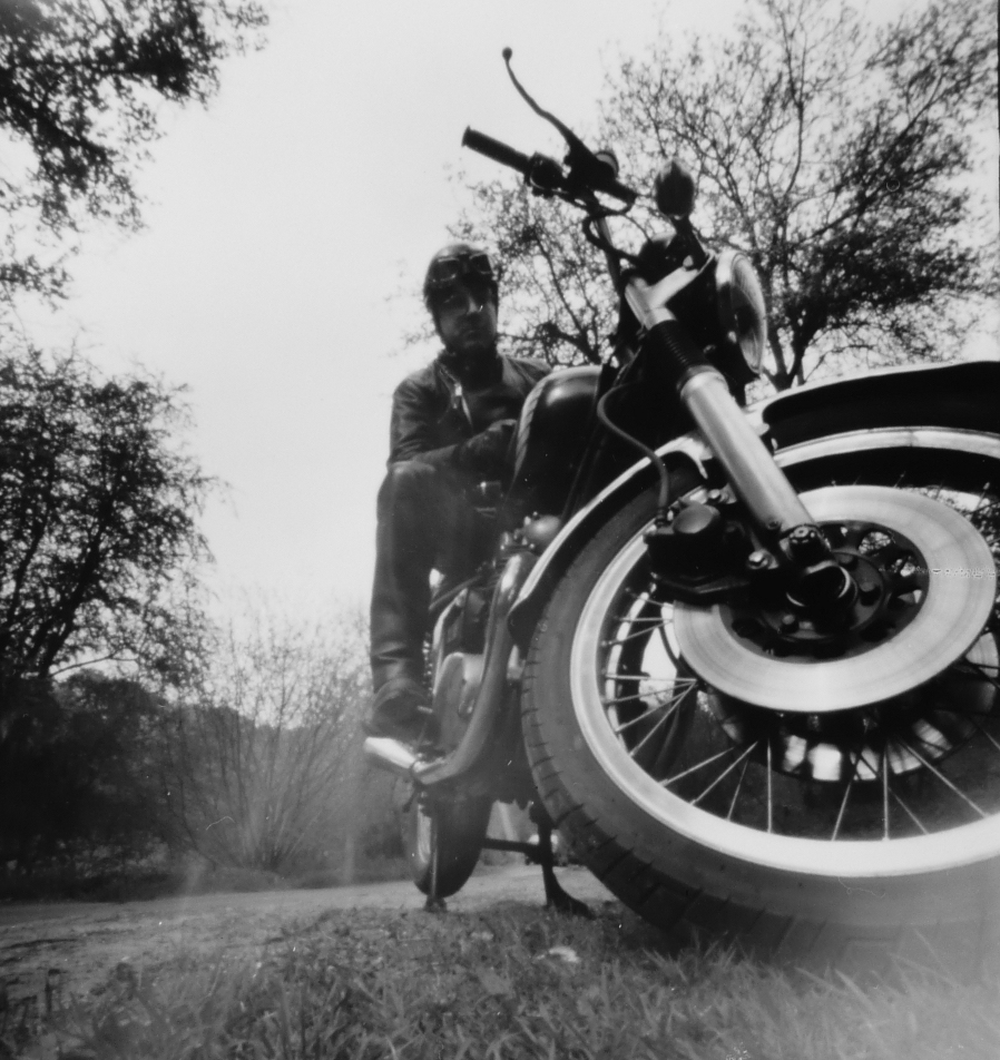 pinhole of bike and rider