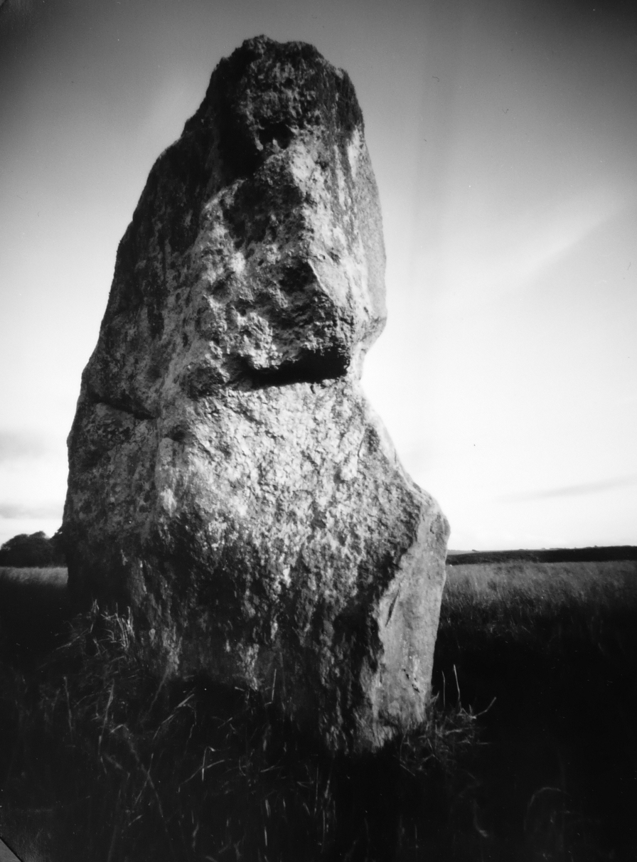 pinhole photograph of standing stone